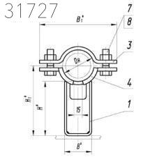 Опора хомутовая неподвижная 89х150 мм ТПР.04.01(2).00.000-05