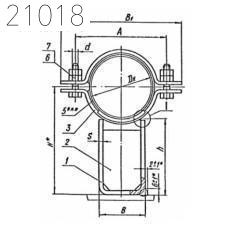 Опора неподвижная с плоским хомутом Л8-512.000-13 76 мм