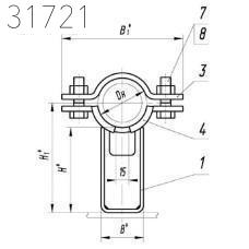 Опора хомутовая неподвижная 133х150 мм ТПР.04.01(2).00.000-09