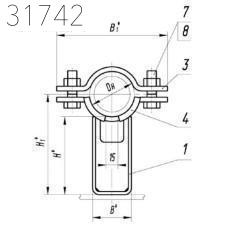 Опора хомутовая неподвижная 57х100 мм ТПР.04.01(2).00.000-00