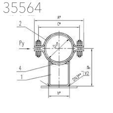 Хомутовые неподвижные опоры, тип 1 108х180 мм СТО 79814898 131-2009